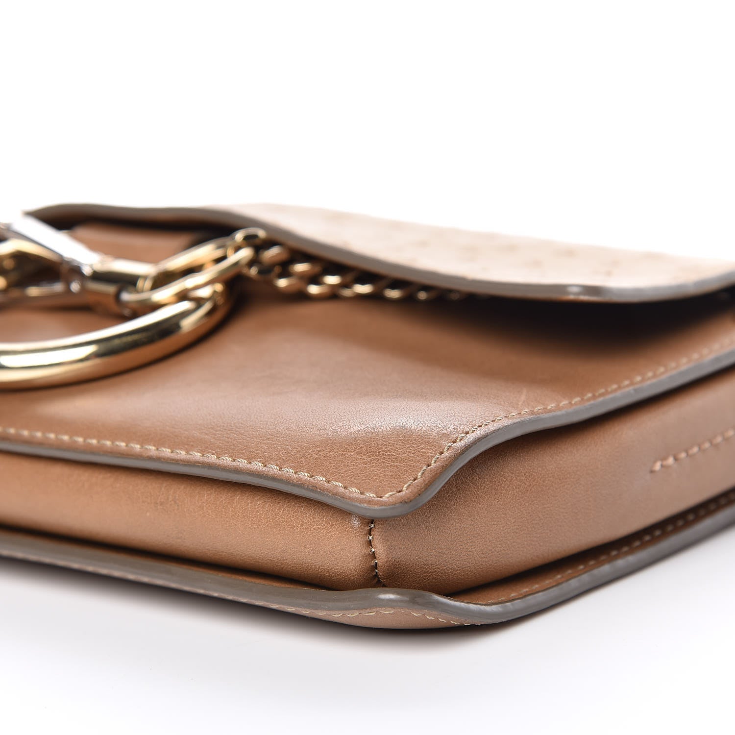 Chloe Ostrich Calfskin Small Faye Shoulder Bag Light Brown 6 of 13