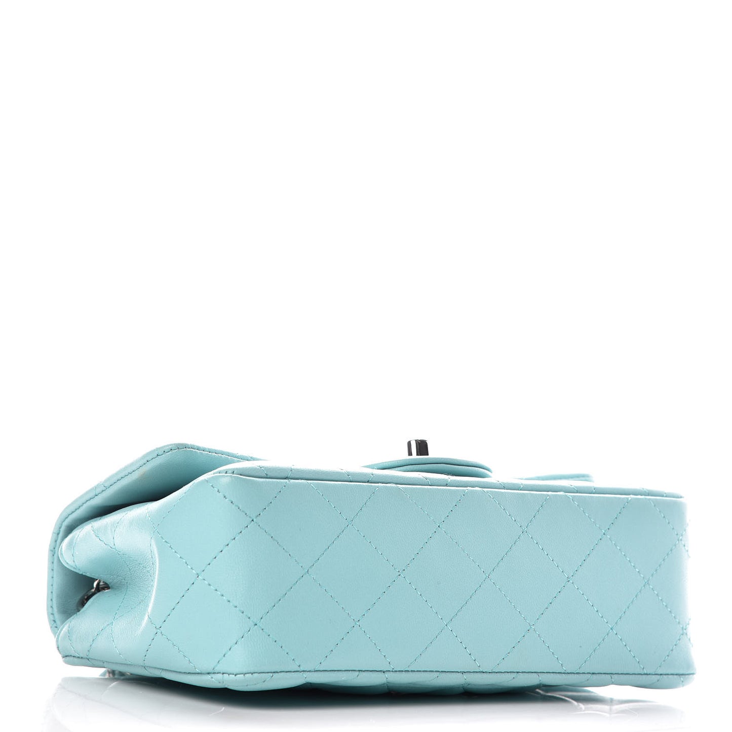 Lambskin Quilted Mini Rectangular Flap Light Blue