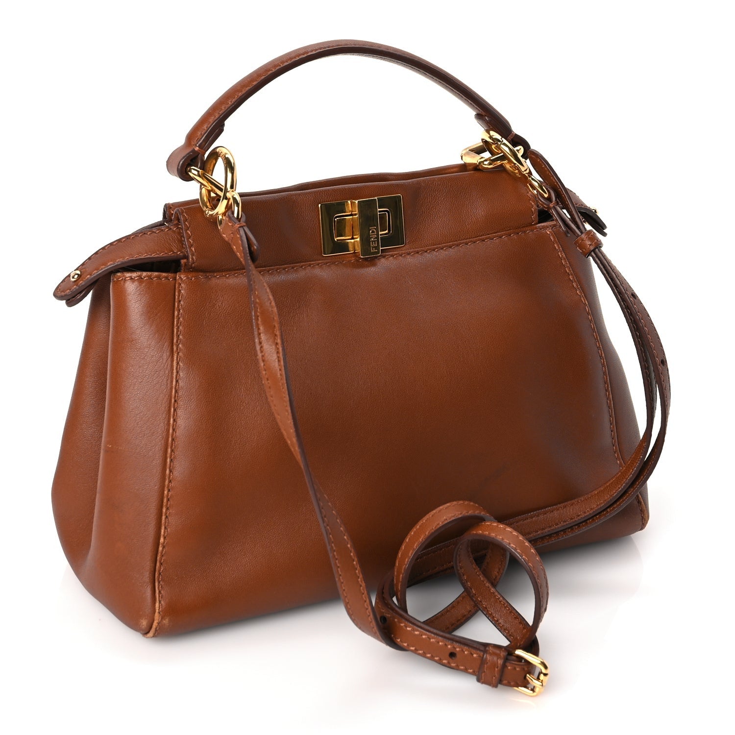 Fendi Nappa Mini Peekaboo Iconic Satchel Corteccia 3 of 8