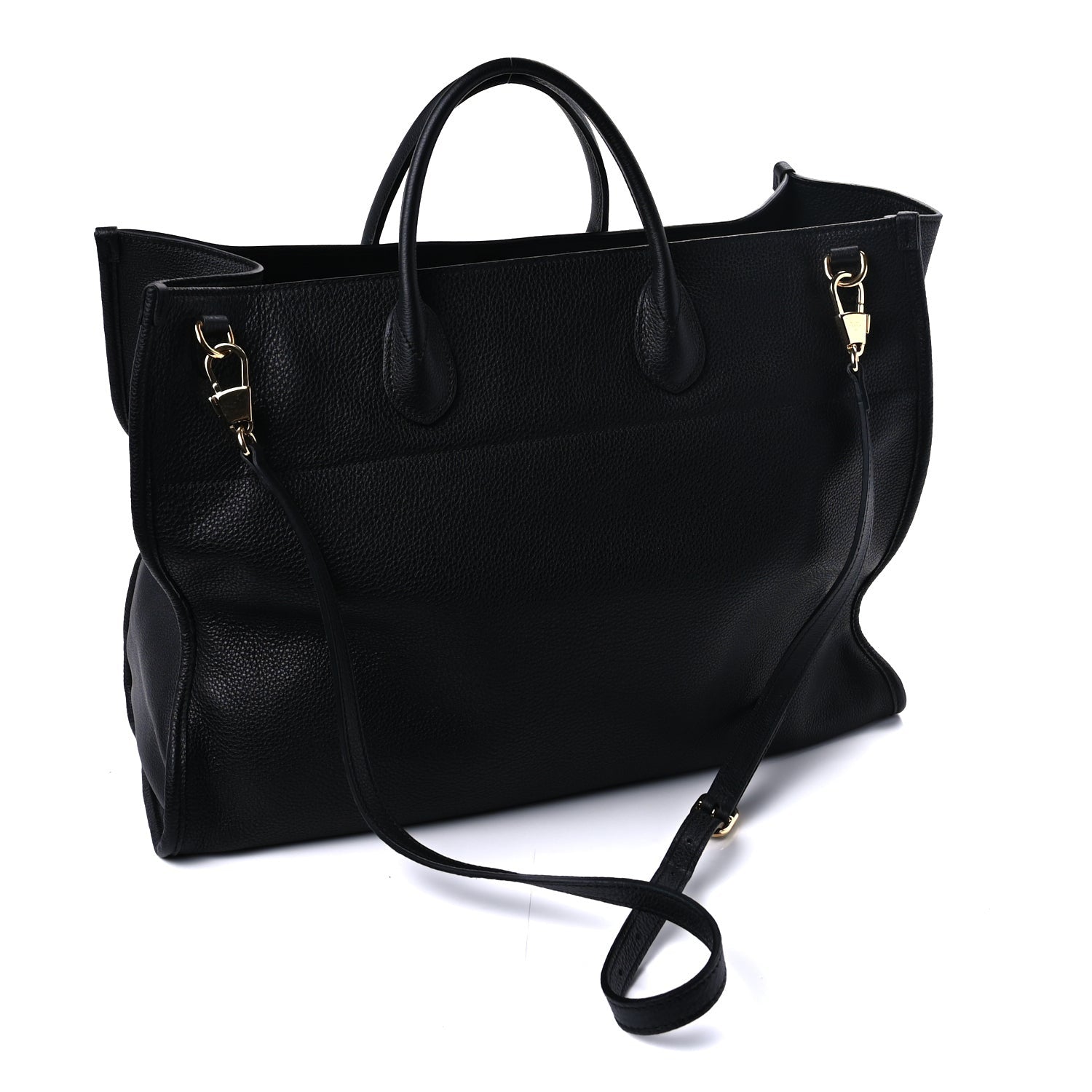 Gucci Grained Calfskin Logo Embossed Large Tote Black 2 of 8