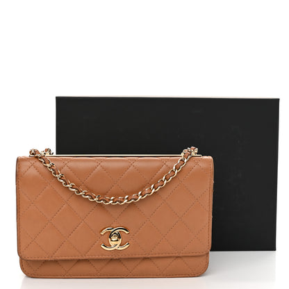 Chanel Lambskin Quilted Trendy CC Wallet On Chain WOC Camel 13 of 13