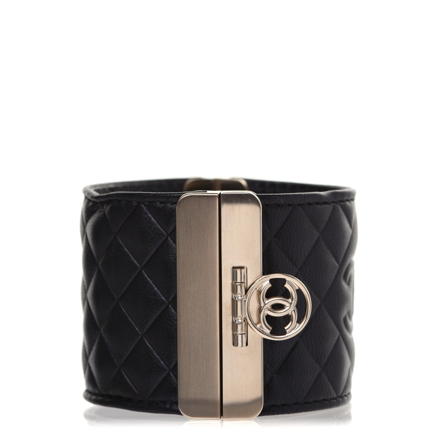 Chanel Calfskin Quilted CC Wide Cuff Black 3 of 7