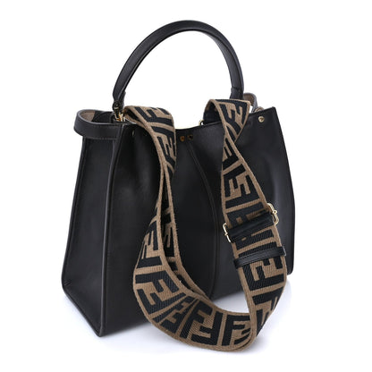 Fendi Vitello Seta Glazed Fabric FF 1974 Medium Peekaboo X-Lite Ebano 2 of 7