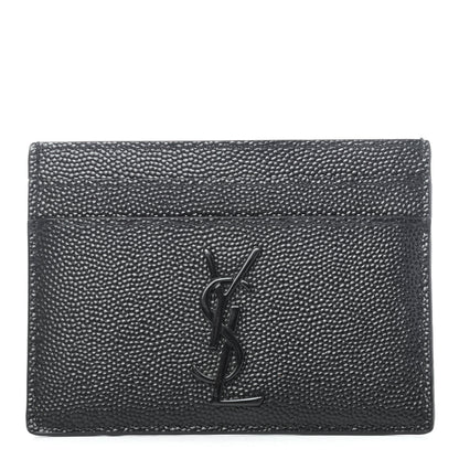 Saint Laurent Grain De Poudre Monogram Credit Card Case Black 1 of 4