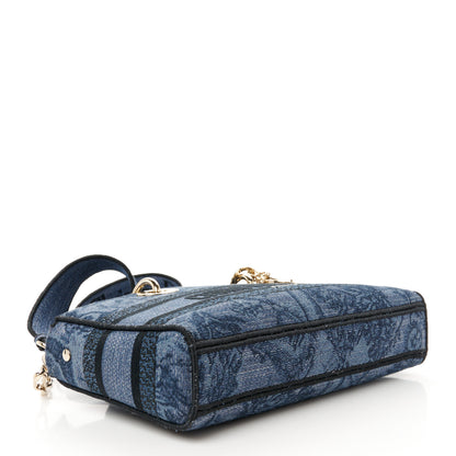 Christian Dior Canvas Toile De Jouy Embroidered Medium Lady D-Joy Blue Black 4 of 9