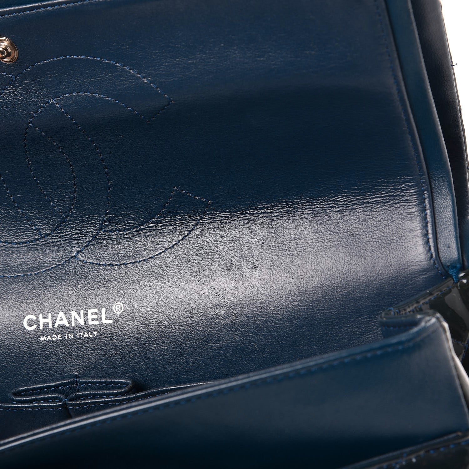 Chanel Patent Quilted Jumbo Double Flap Blue 15 of 18