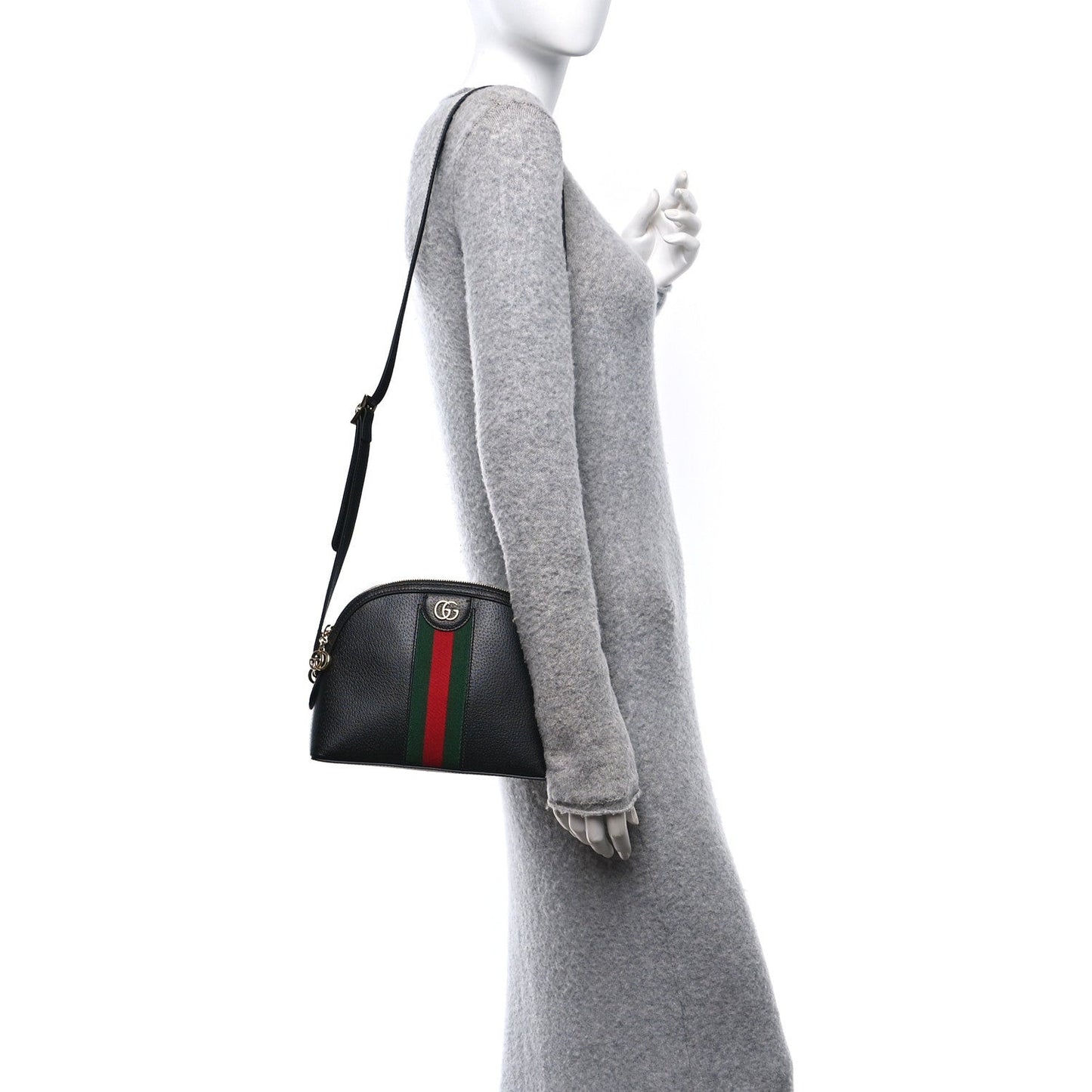Calfskin GG Web Small Ophidia Dome Shoulder Bag Black