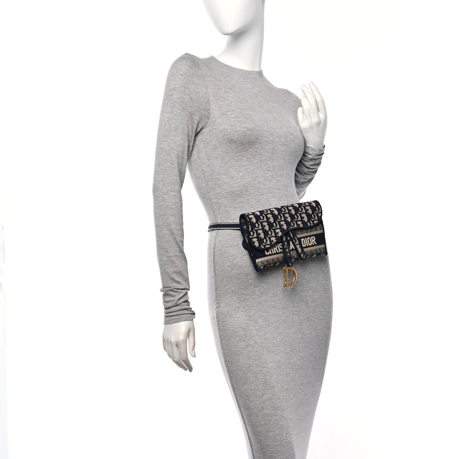 Christian Dior Oblique Slim Saddle Pouch Blue 2 of 10