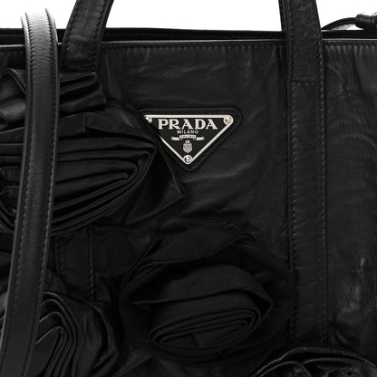 Prada Nappa Antique Rosette Flower Mini Tote Bag Black 8 of 10