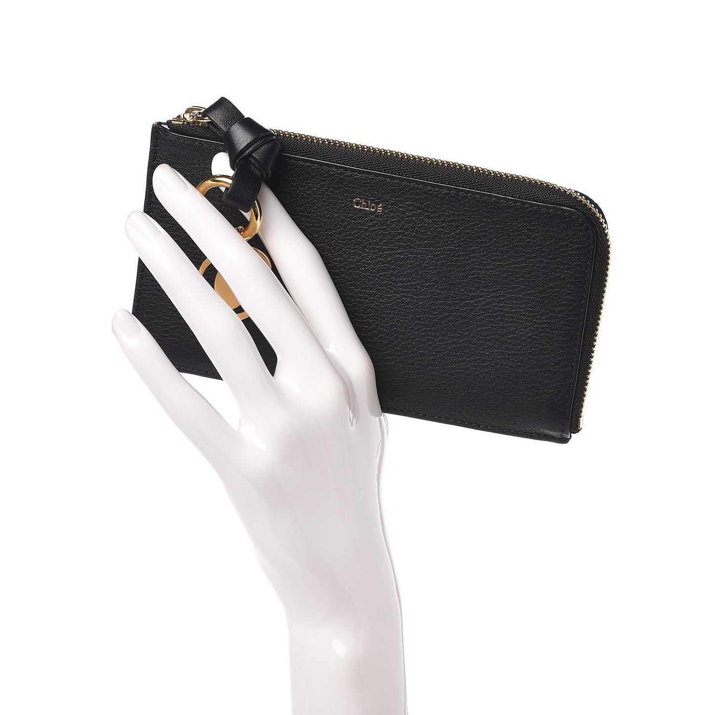 Calfskin Alphabet Purse Wallet Black