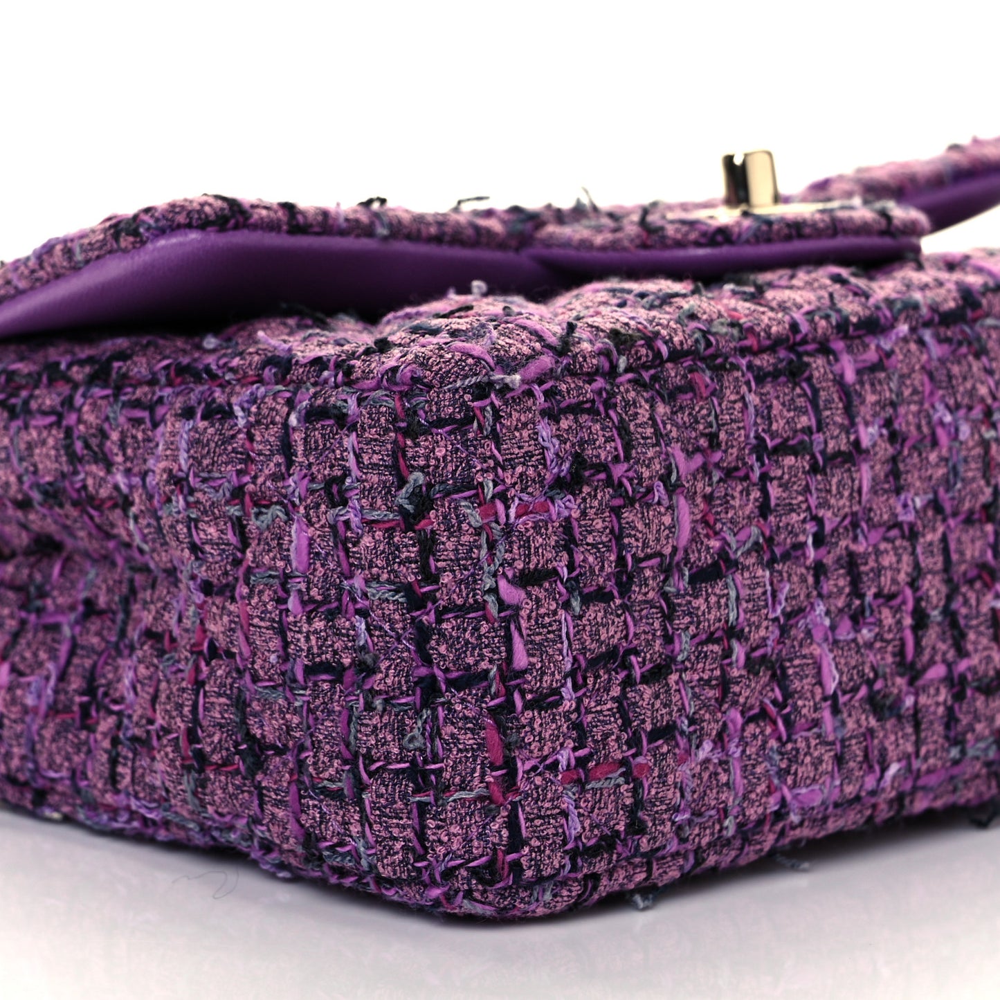 Tweed Quilted Mini Rectangular Flap Light Purple Pink Navy
