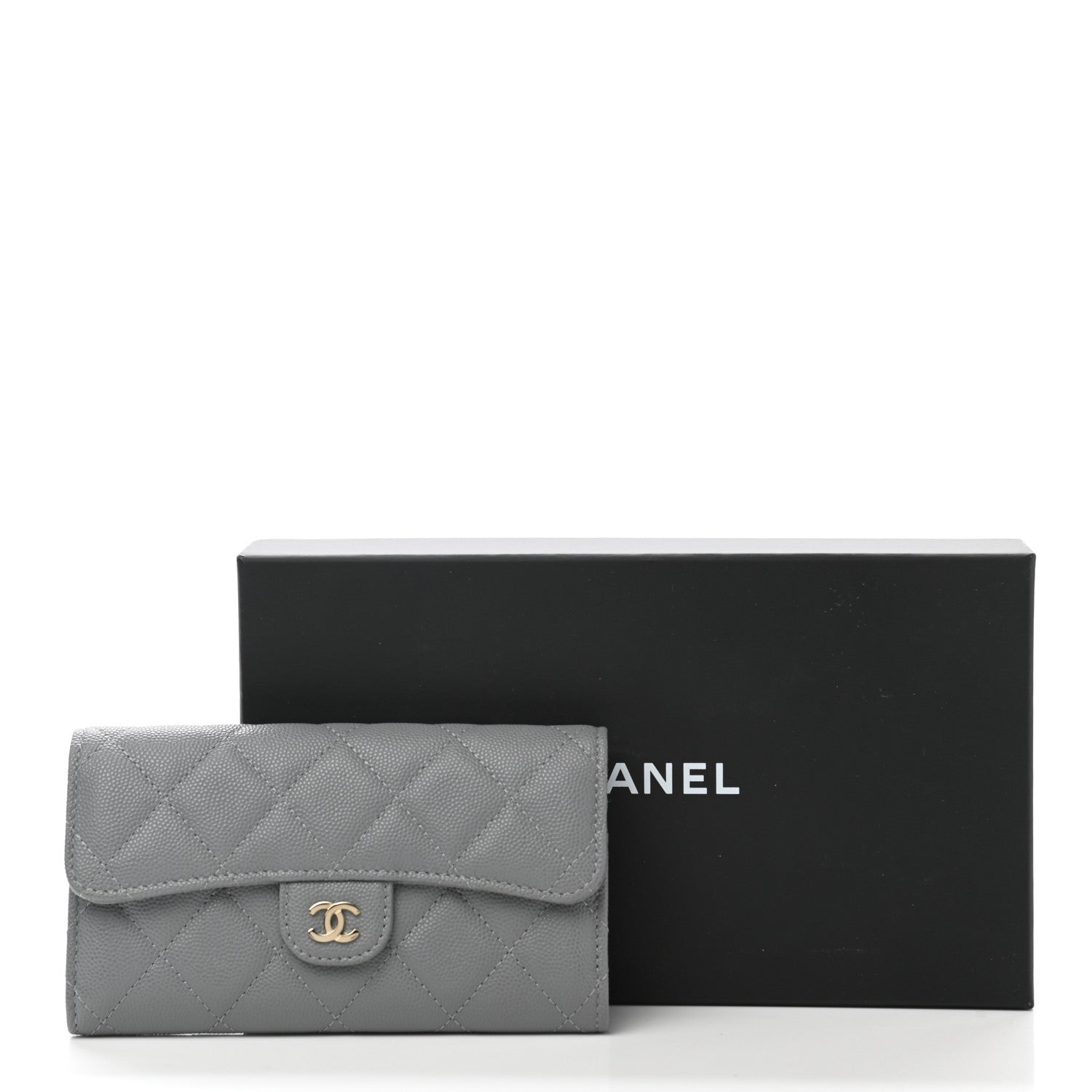Chanel Caviar Quilted Medium Flap Wallet Grey 8 of 8
