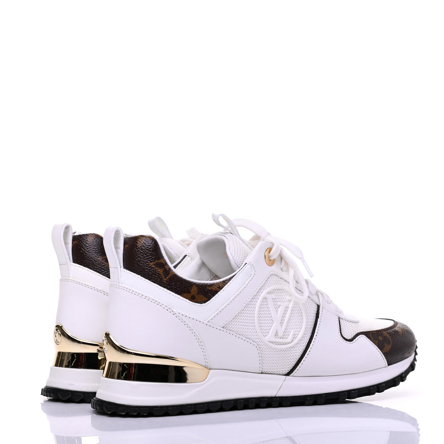 Calfskin Monogram Run Away Sneakers 35 White