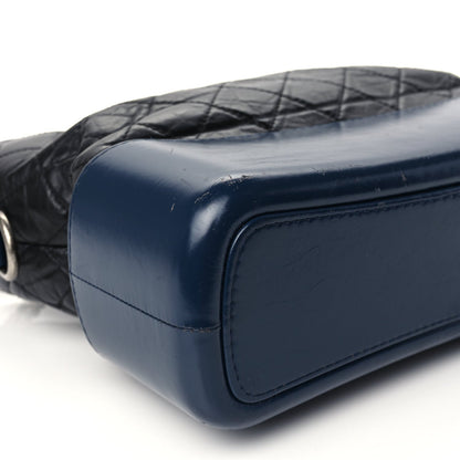 Chanel Aged Calfskin Quilted Medium Gabrielle Hobo Navy Black 8 of 12