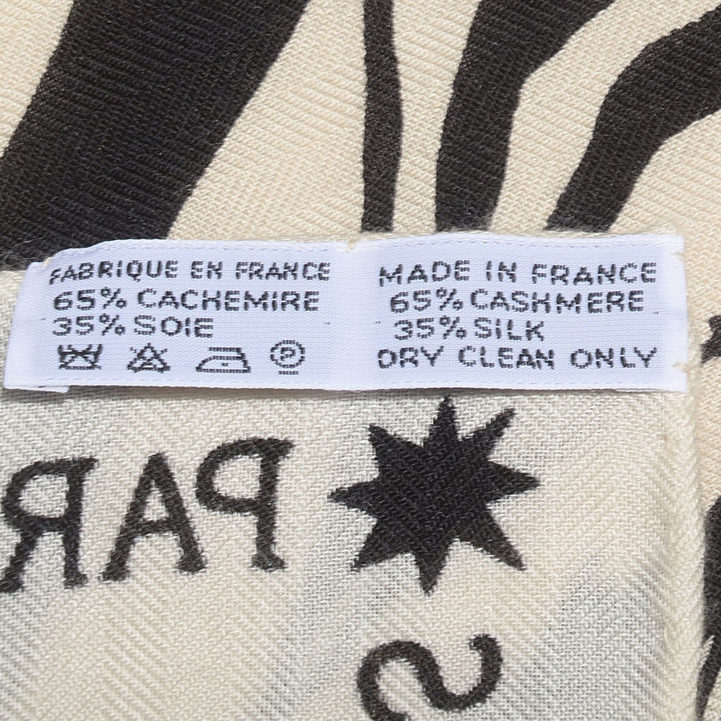 Cashmere Silk Zebra Pegasus Shawl 140 White Black Naturel