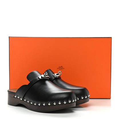 Hermes Calfskin Carlotta Mules 37 Black 9 of 9