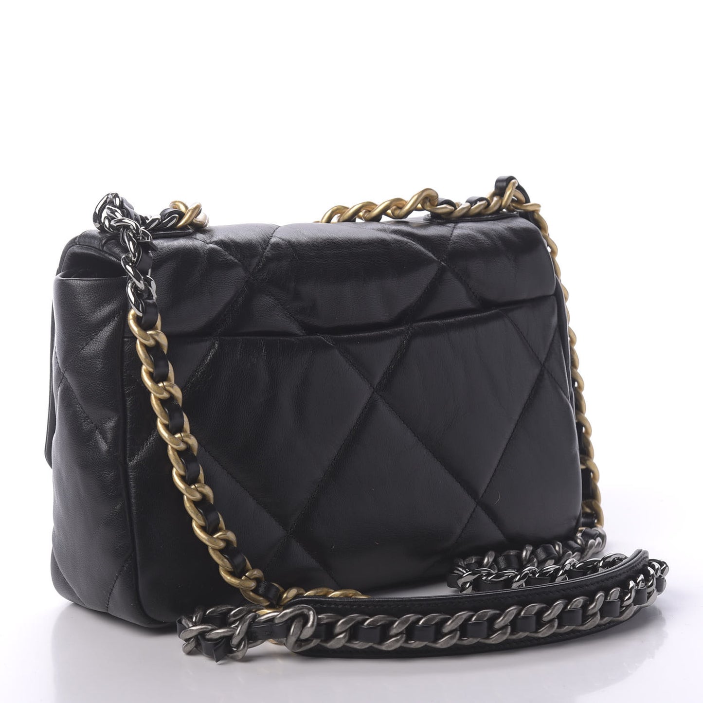 Lambskin Quilted Medium 19 Flap Black