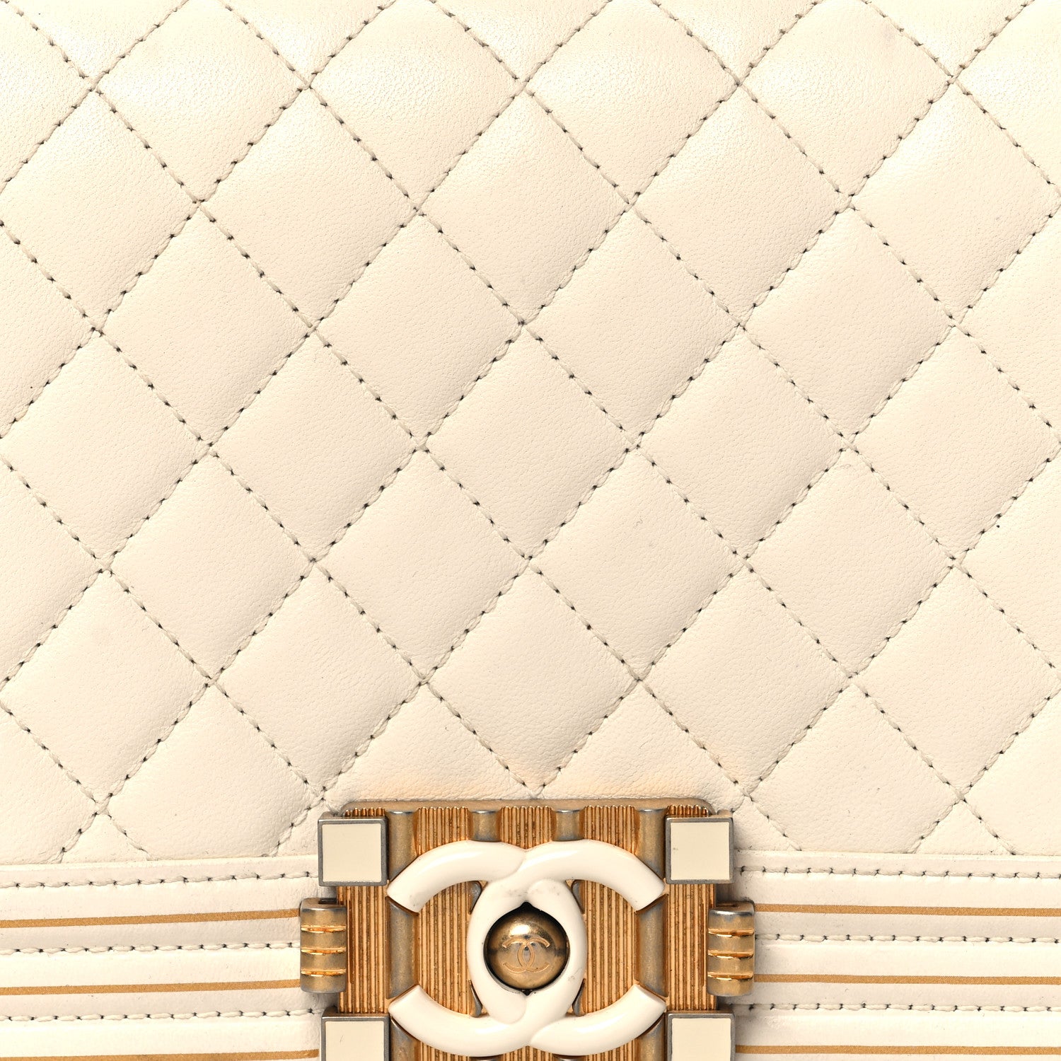 Chanel Lambskin Quilted Medium Boy Studded Handle Flap Black Gold 8 of 14