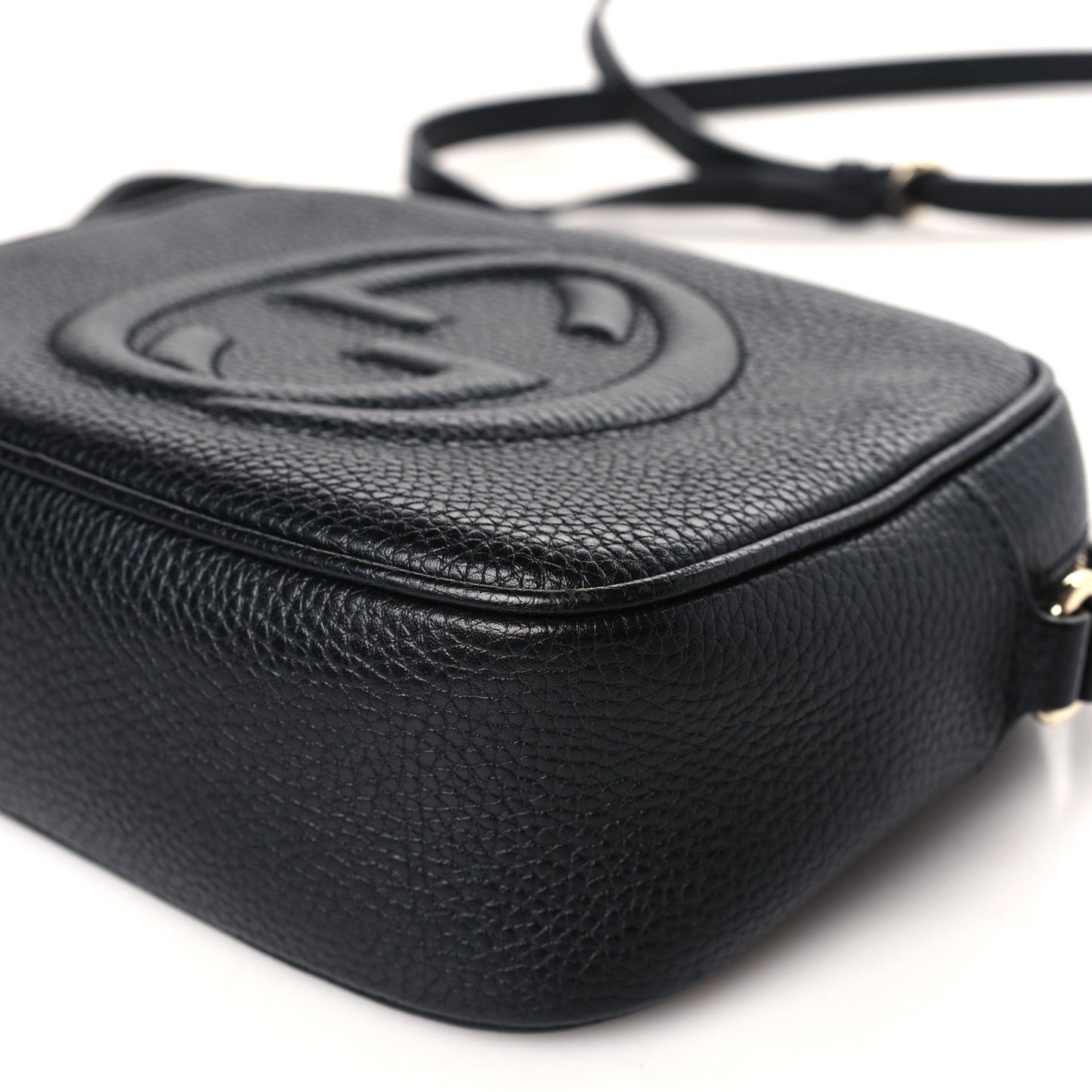 Pebbled Calfskin Small Soho Disco Bag Black