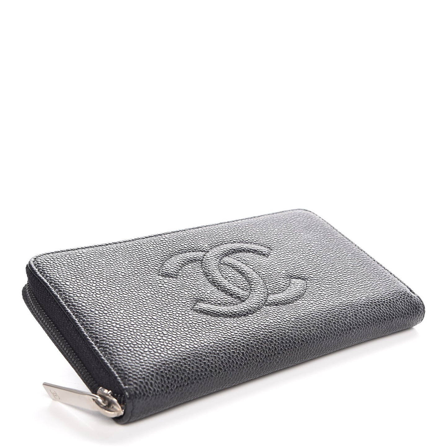 Caviar Large Timeless CC Zip Around Wallet Black
