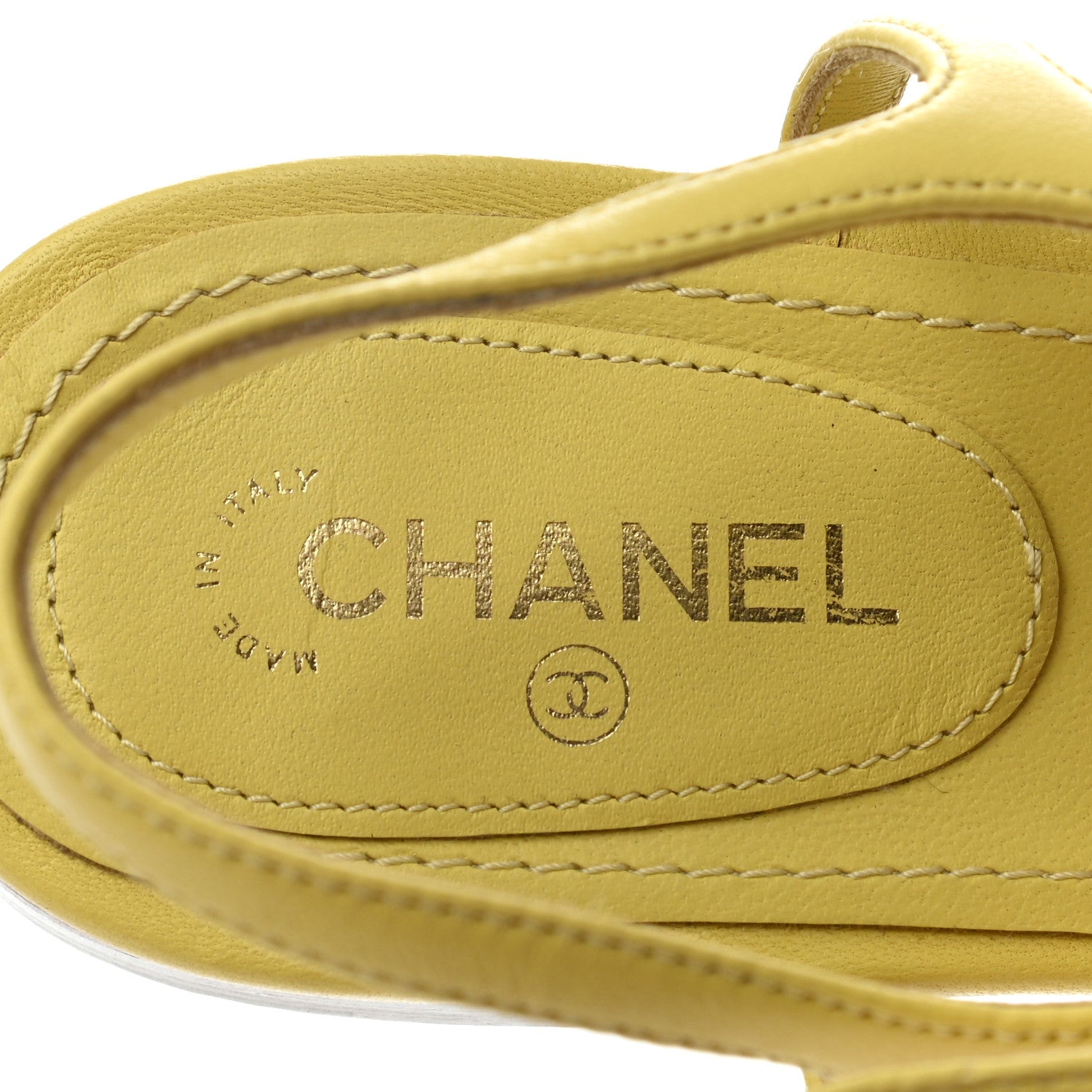 Chanel Lambskin CC Logo Thong Sandals 36 Yellow 7 of 7
