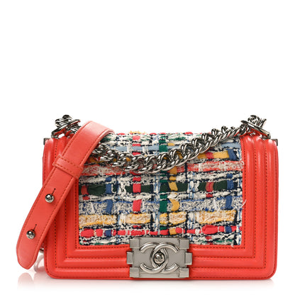 Chanel Lambskin Tweed Small Boy Flap Coral 1 of 9