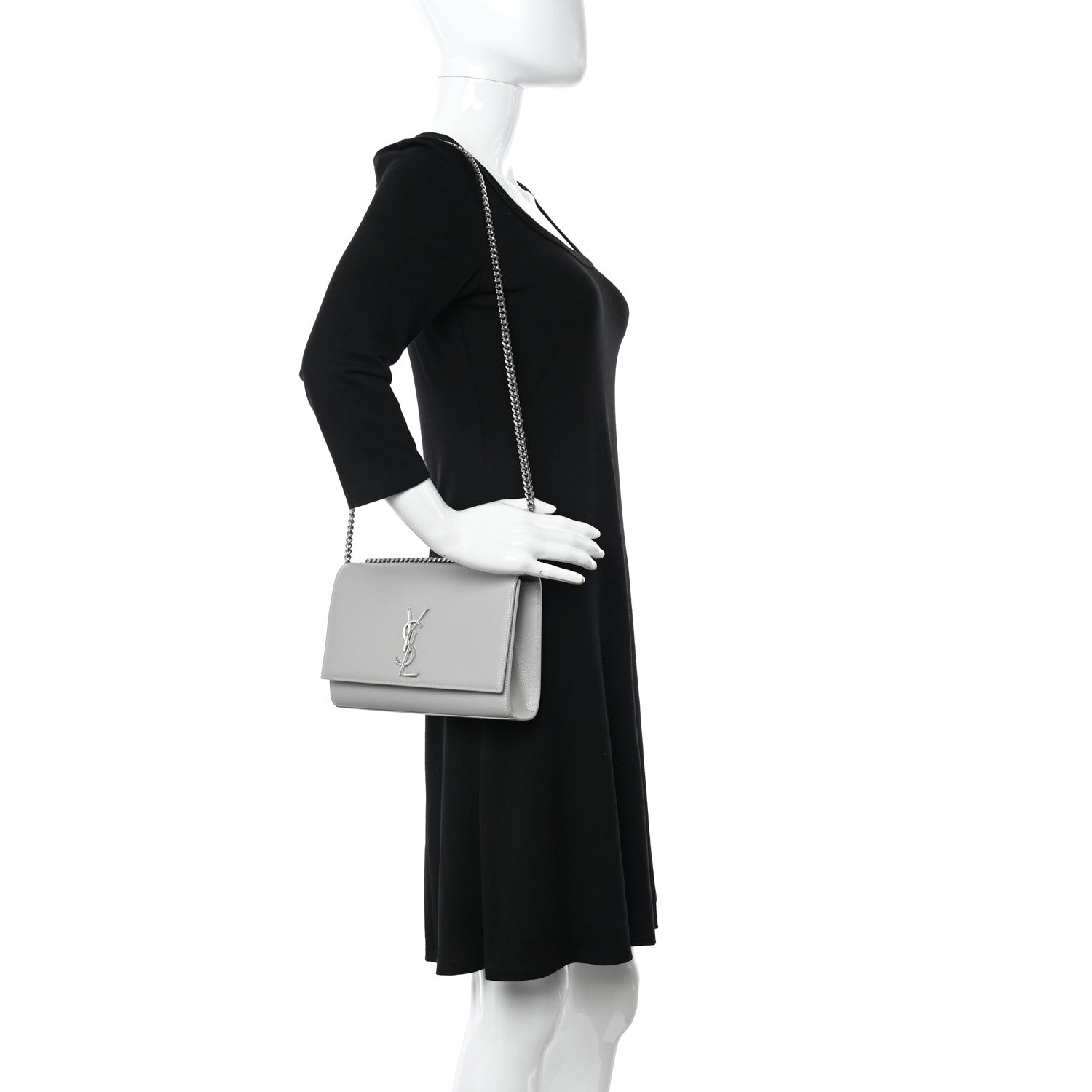 Saint Laurent Grain De Poudre Medium Monogram Kate Satchel Souris 3 of 11