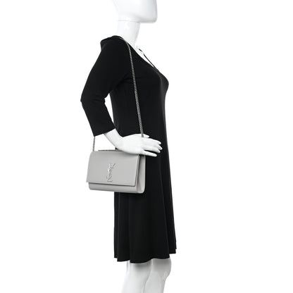 Saint Laurent Grain De Poudre Medium Monogram Kate Satchel Souris 3 of 11