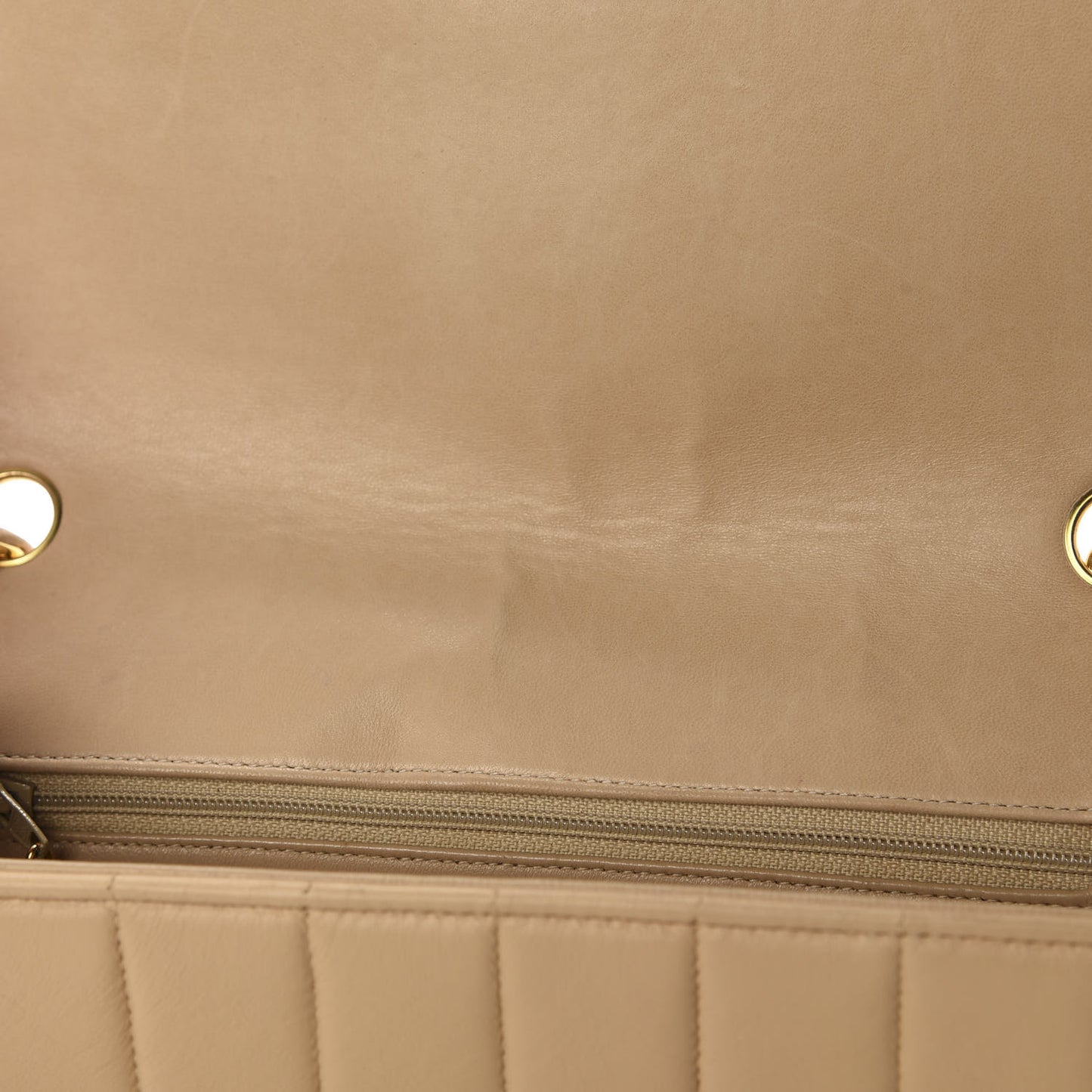 Lambskin Vertical Quilt Medium Flap Beige