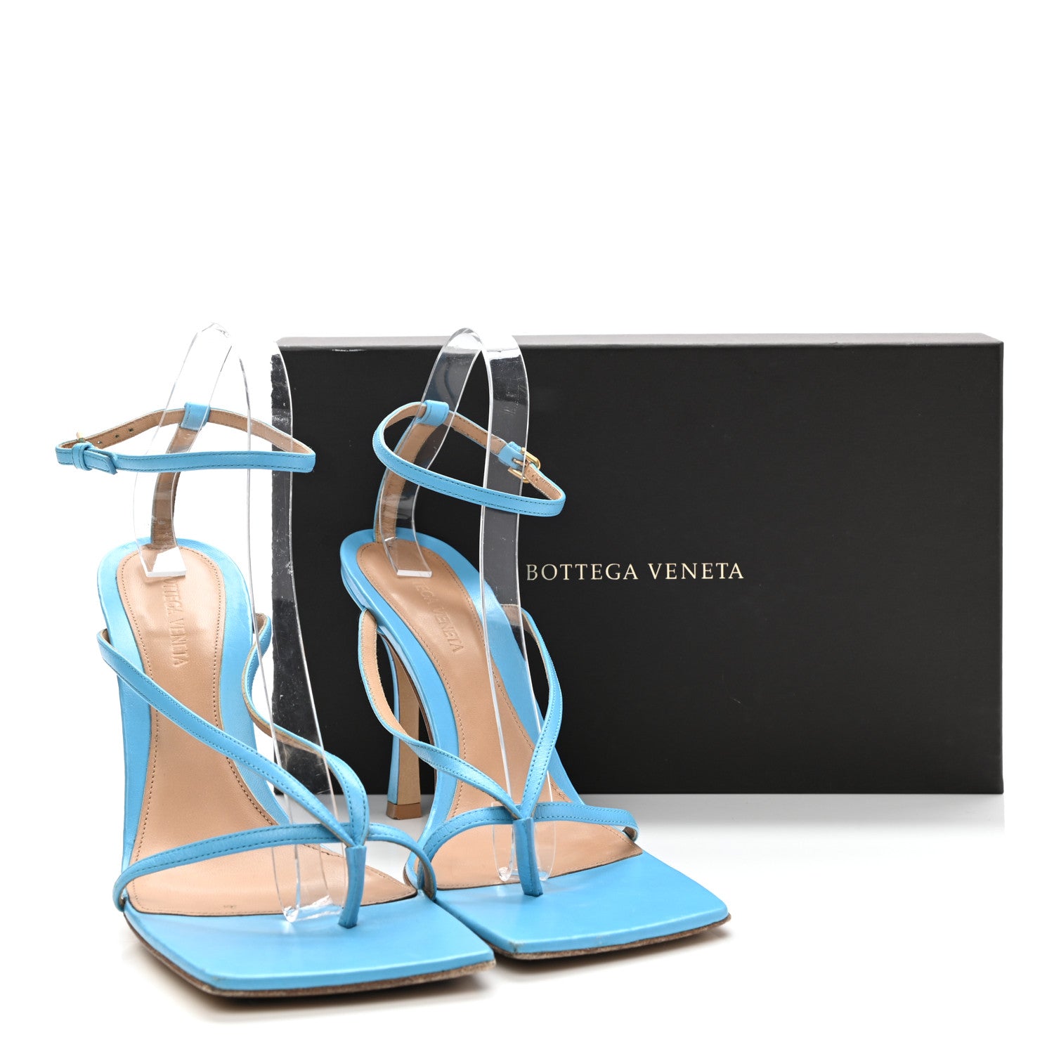 Bottega Veneta Lambskin Stretch Multi Strap 90mm Sandals 41 Sky Blue 11 of 11
