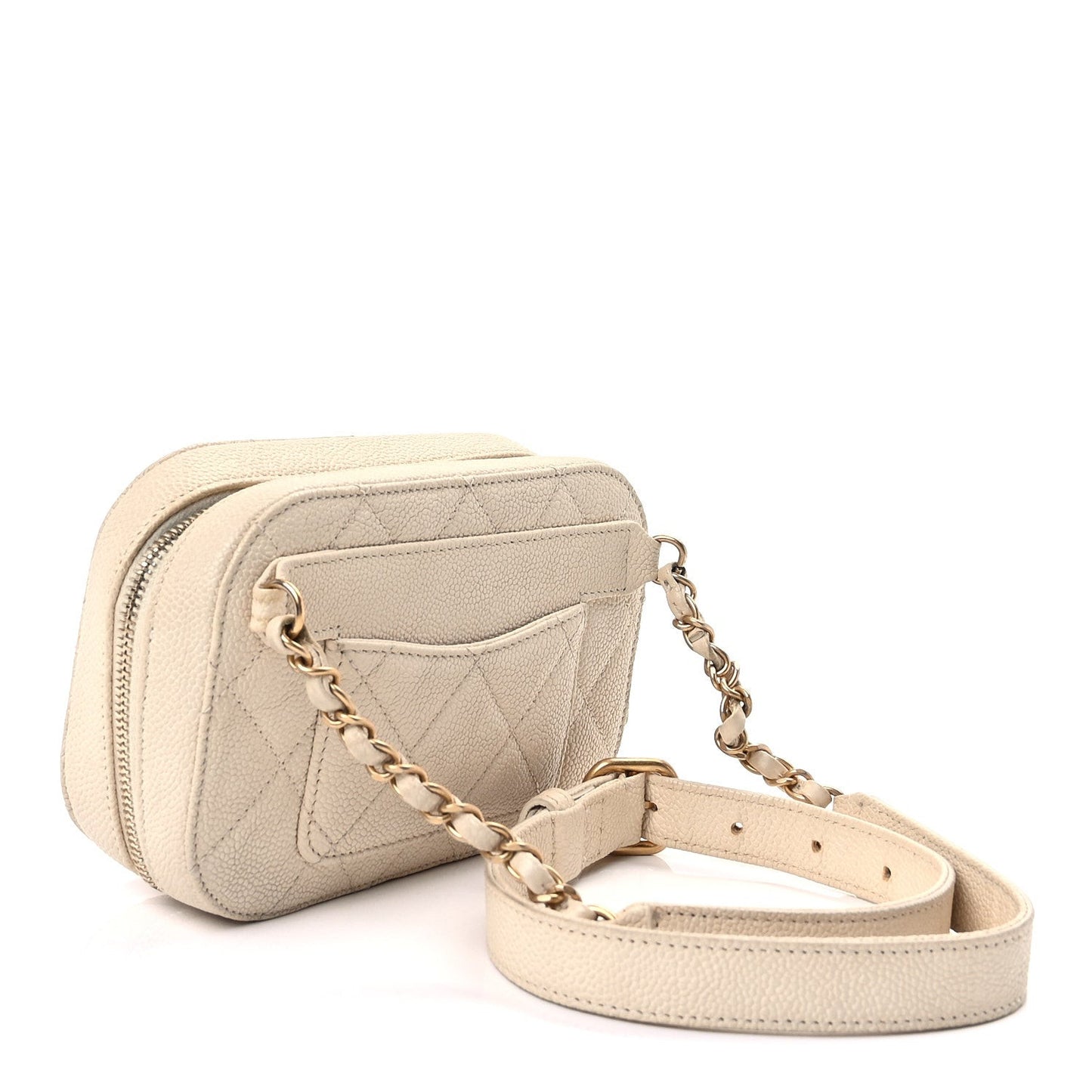 Caviar Quilted Flap Waist Bag  White