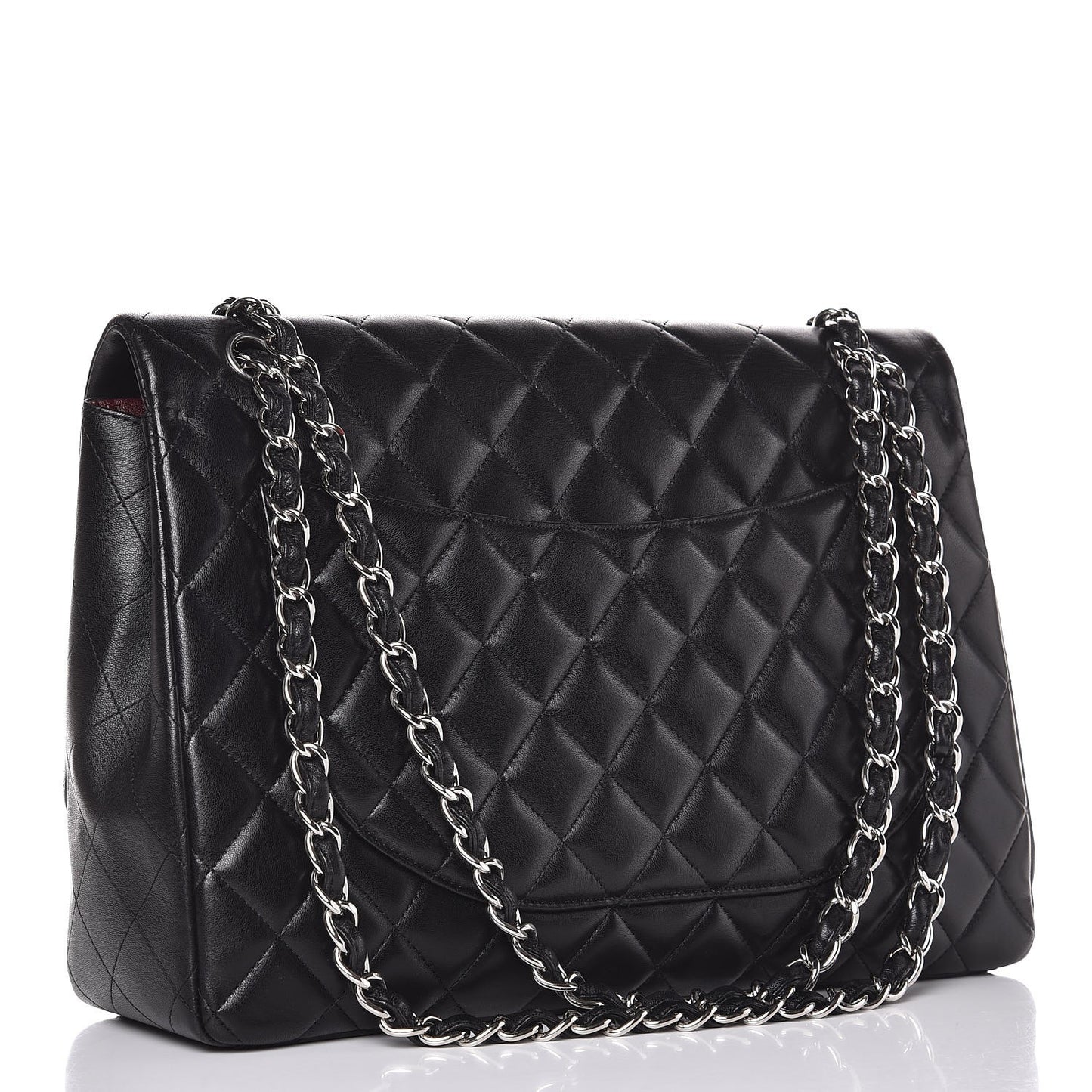 Lambskin Quilted Maxi Single Flap Black