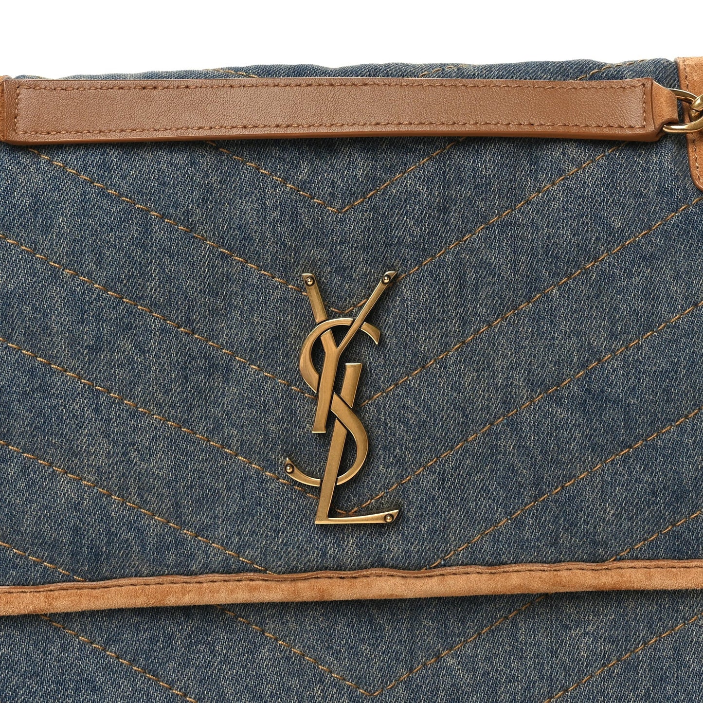 Denim Suede Monogram Medium Niki Chain Satchel  Blue Cinnamon