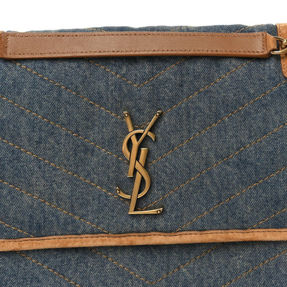 Saint Laurent Denim Suede Monogram Medium Niki Chain Satchel  Blue Cinnamon 6 of 8