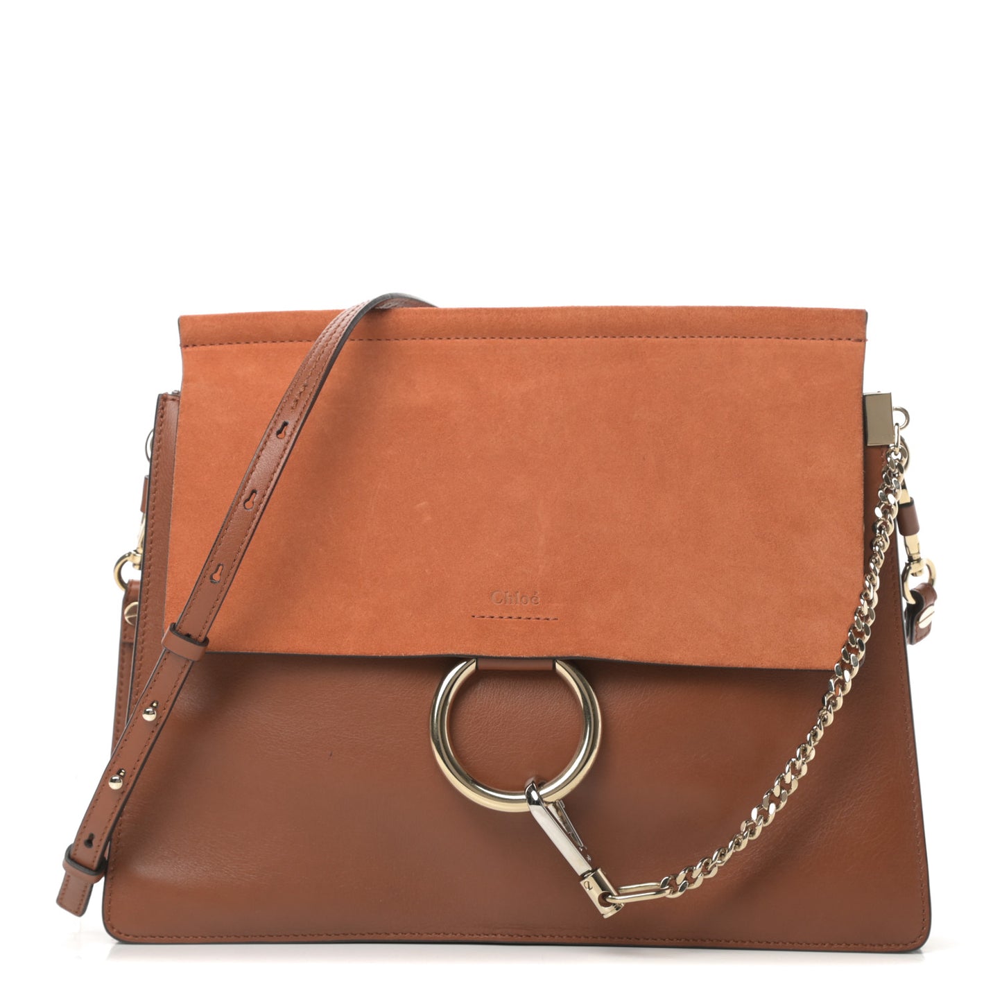 Suede Calfskin Medium Faye Shoulder Bag Tobacco