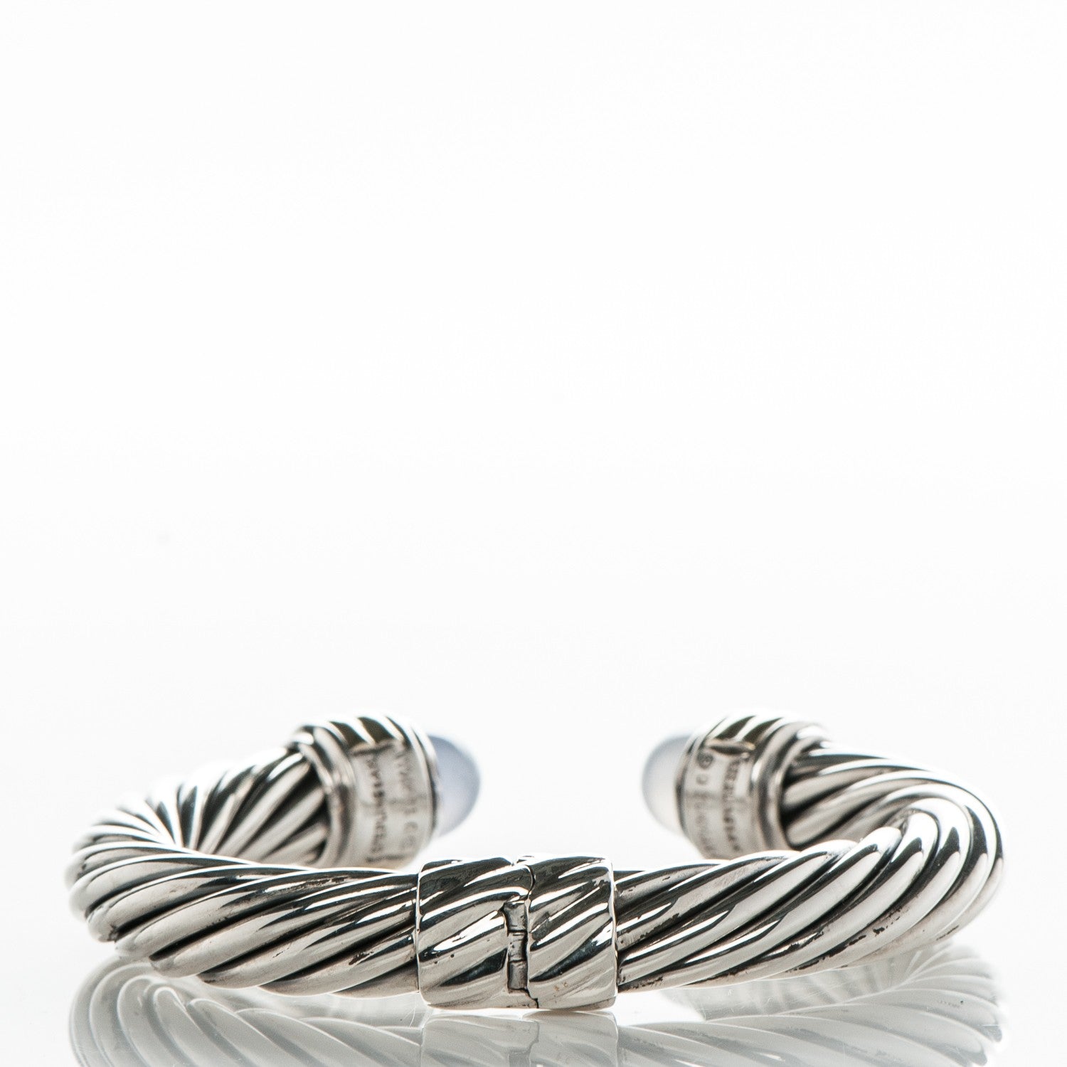 David Yurman Sterling Silver Chalcedony 10mm Cable Classics Bracelet 3 of 5