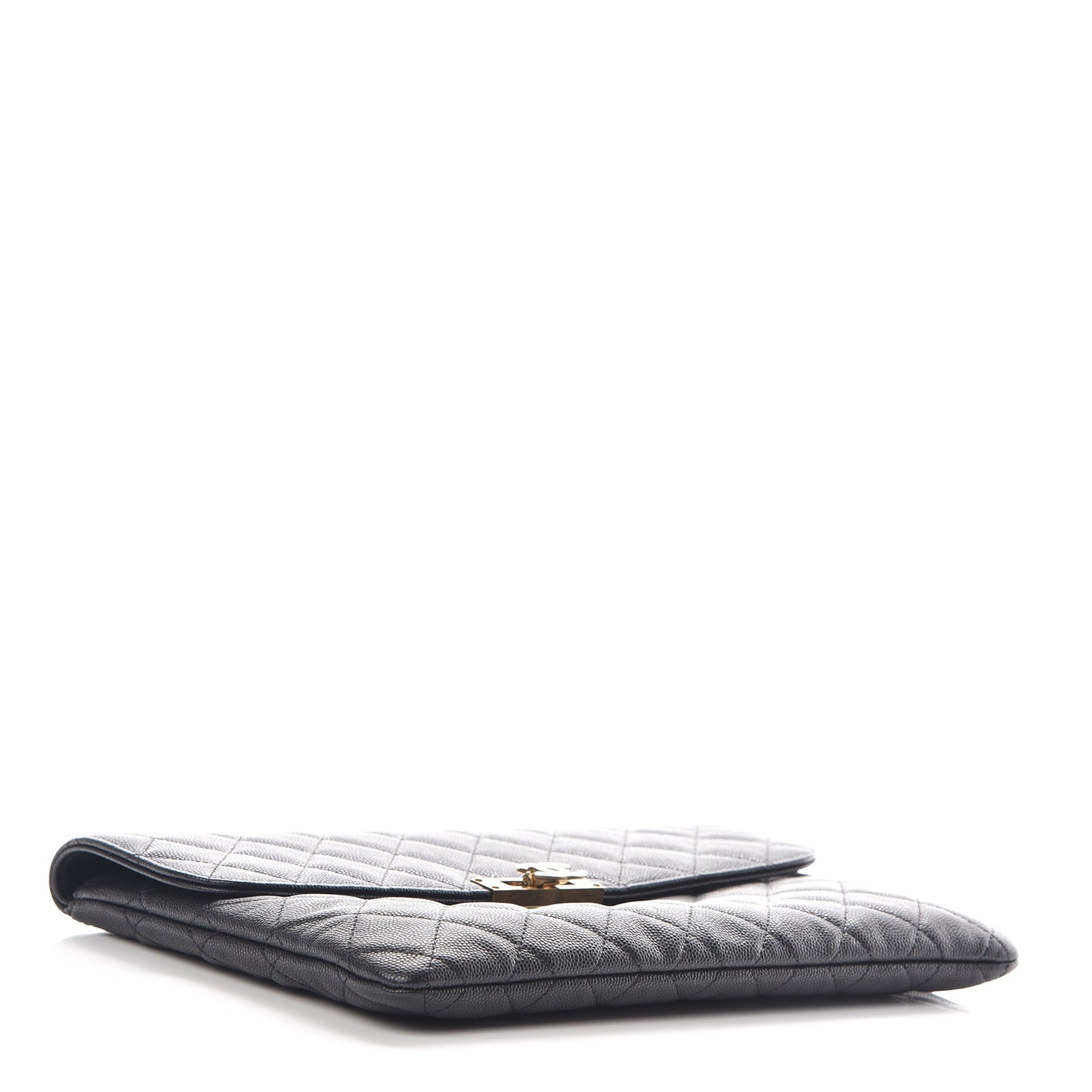 Caviar Quilted Medium Golden Class Pouch Black