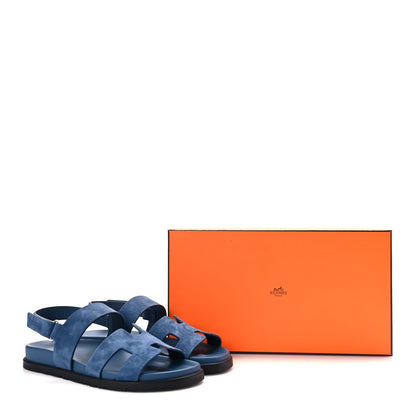 Hermes Suede Goatskin Womens Genius Sandals 39.5 Bleu Celeste 8 of 8