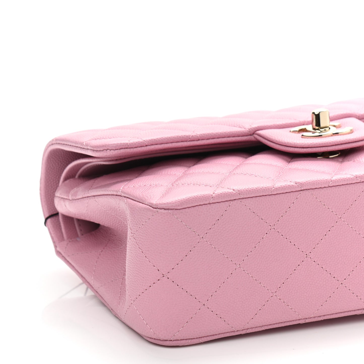 Caviar Quilted Small Double Flap Light Pink