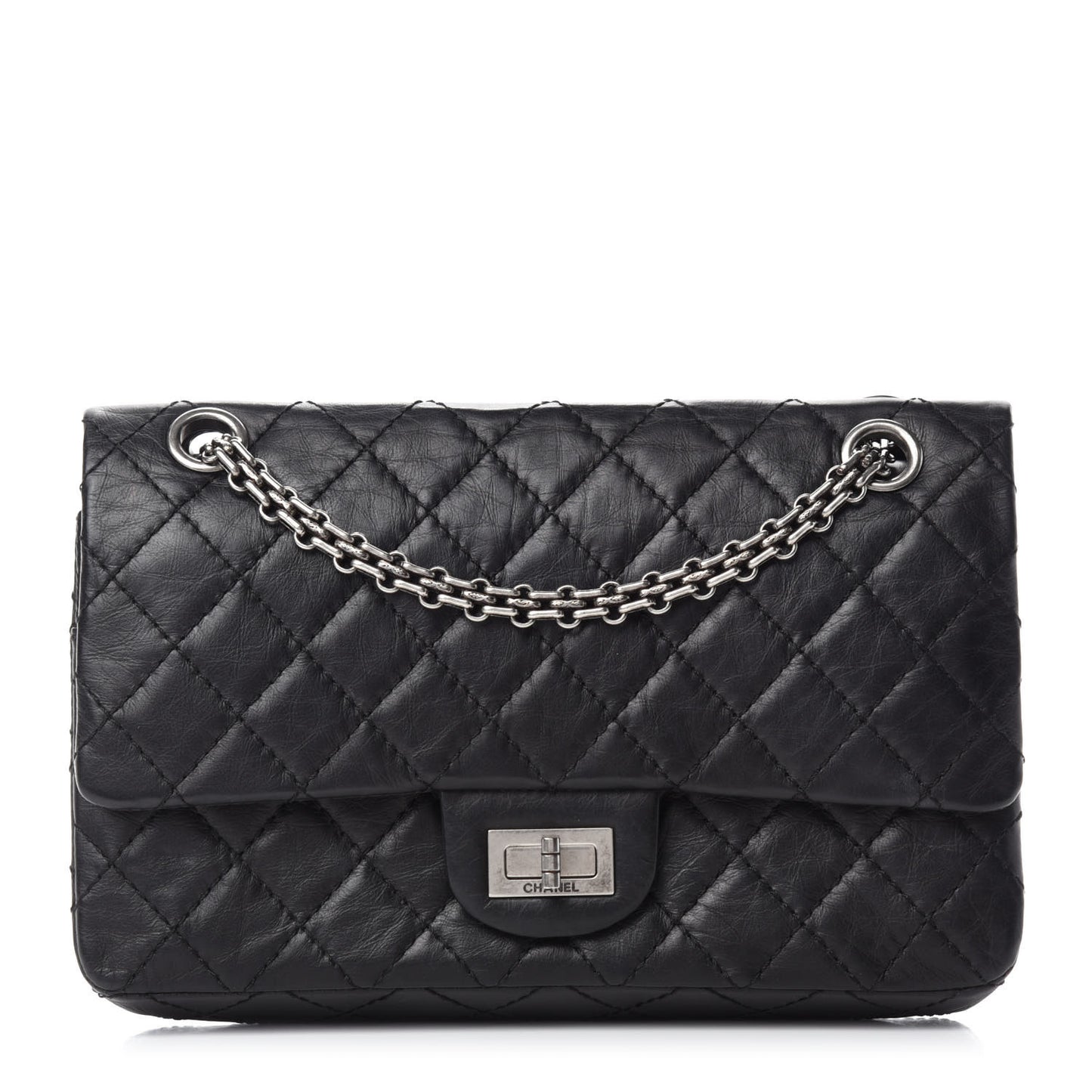 Aged Calfskin Quilted 2.55 Reissue 225 Flap Black