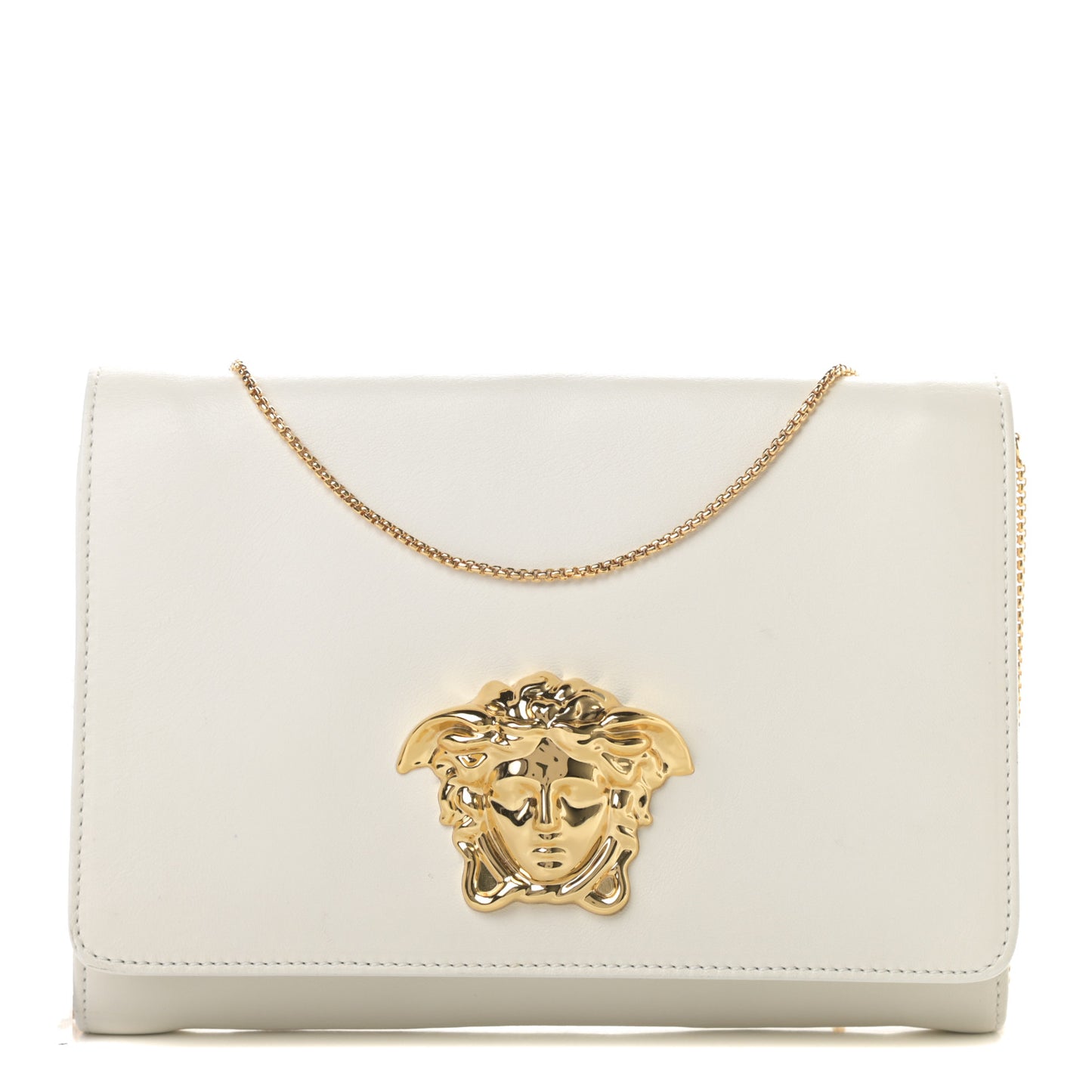 Calfskin Palazzo Chain Evening Bag White