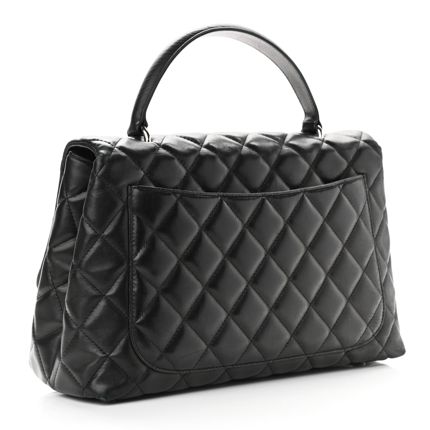 Lambskin Quilted Kelly Jumbo Flap Bag Black