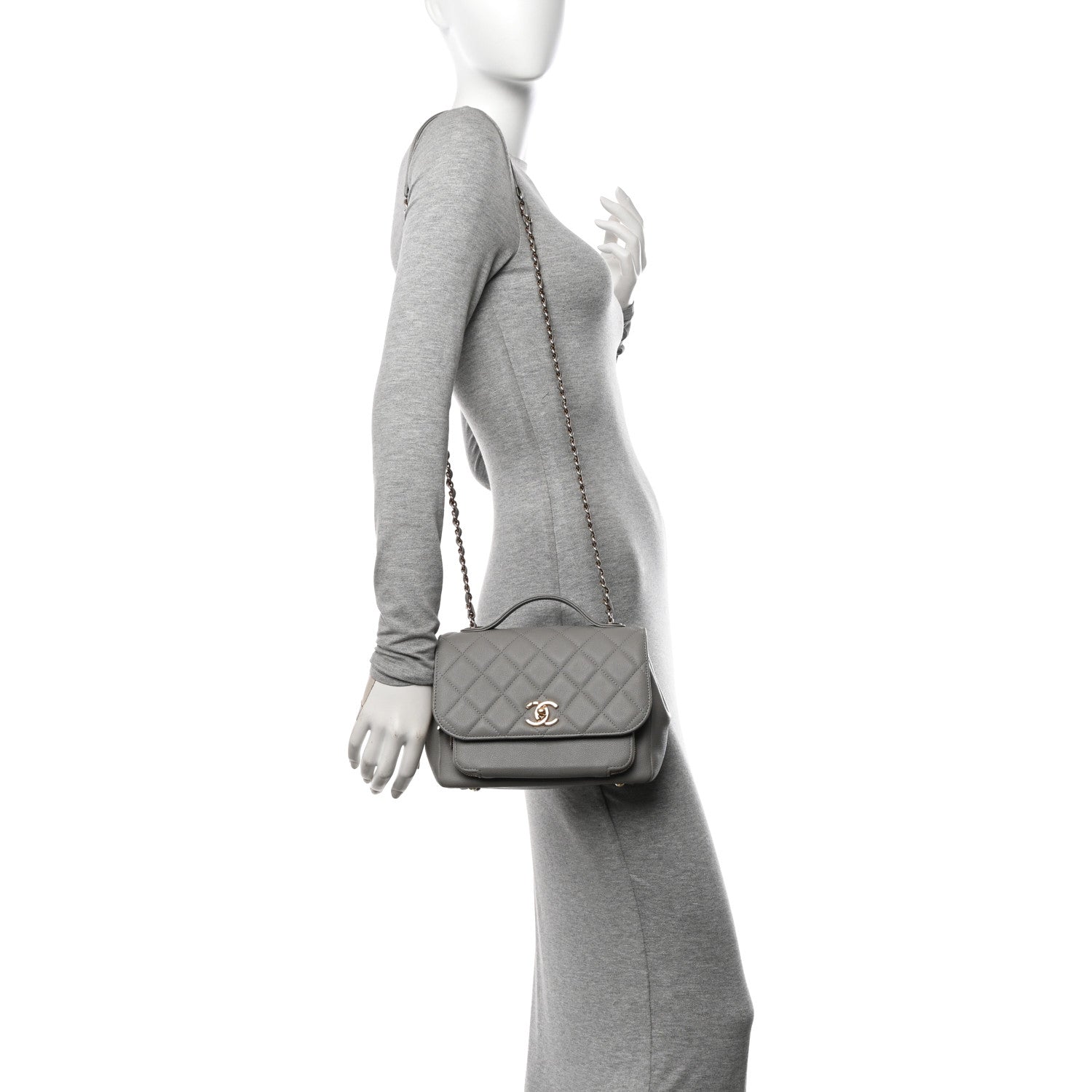 Chanel Caviar Quilted Medium Business Affinity Flap Grey 2 of 11
