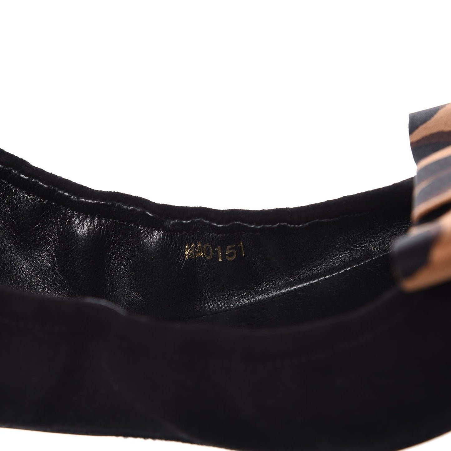 Suede Satin Leopard Mimi Bow Ballerina Flats 38.5 Black