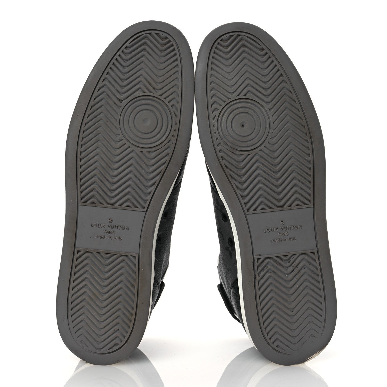 Louis Vuitton Calfskin Monogram Eclipse Mens Rivoli High Top Sneakers 10.5 Black Grey 6 of 7