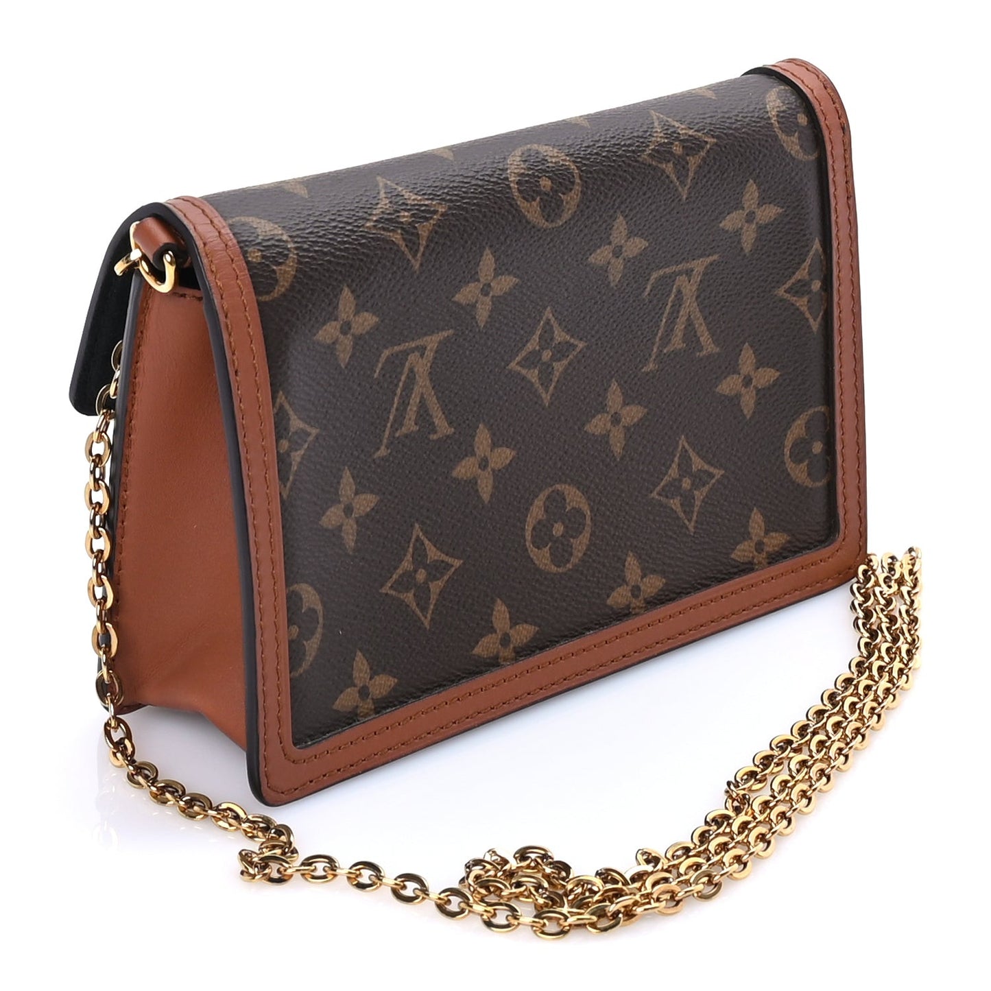 Reverse Monogram Dauphine Chain Wallet Brown