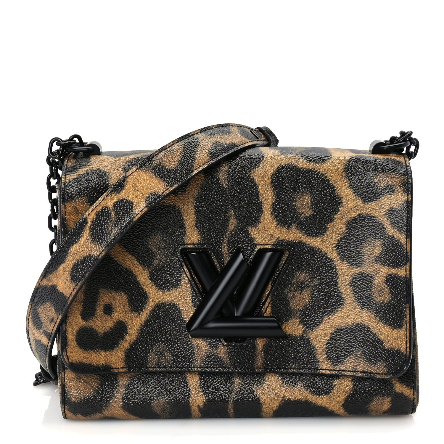 Louis Vuitton Calfskin Wild Animal Print Twist Shoulder Bag MM Marron 1 of 8