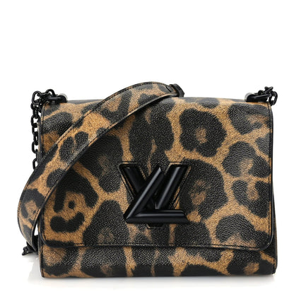 Louis Vuitton Calfskin Wild Animal Print Twist Shoulder Bag MM Marron 1 of 8