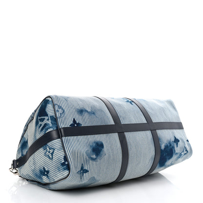 Louis Vuitton Monogram Watercolor Keepall Bandouliere 50 Hickory Stripes Denim 4 of 10