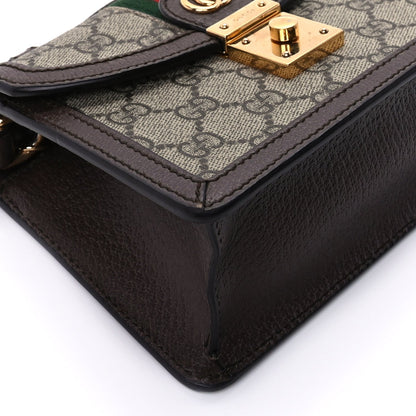 Gucci GG Supreme Monogram Textured Dollar Calfskin Web Mini Ophidia Padlock Top Handle Chain Shoulder Bag Beige Ebony New Acero 9 of 10